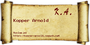 Kopper Arnold névjegykártya